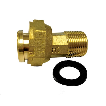 Jones Stephens 1/2in. Water Meter Coupling Complete with Gasket, 3/4in. NPSM, 2-3/8in. Length, 1/2in. NPT M20058